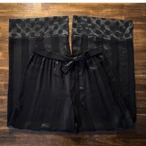 Victoria's Secret Women’s Large Pajama Pants Satin Belted Pull On Wide Leg